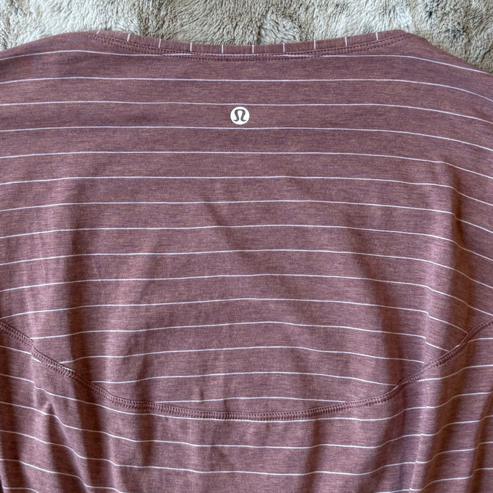 Lululemon🍋Back In Action Long Sleeve Short Serve Stripe Heathered Spiced Chai - Picture 8 of 12